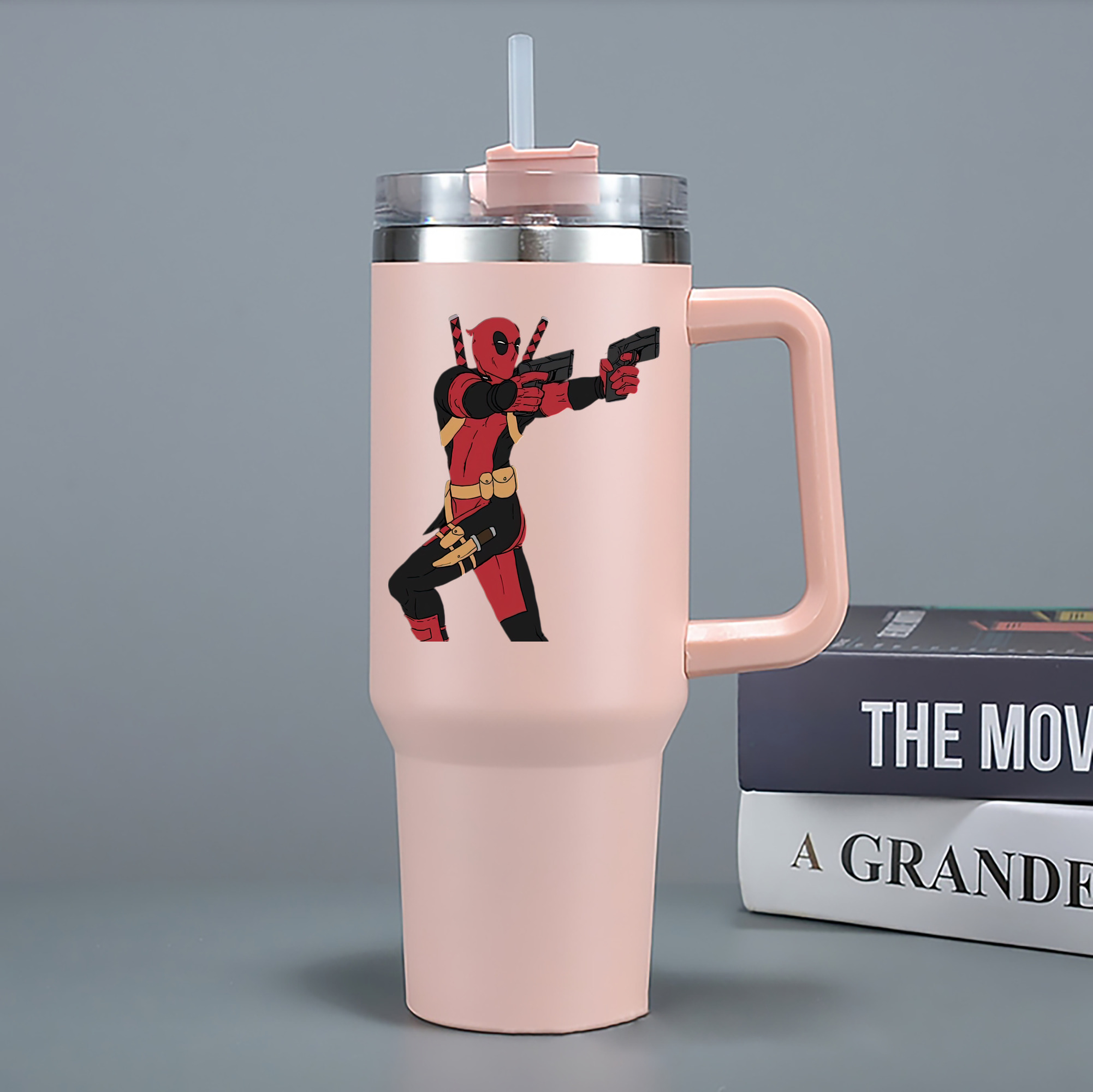 （画像用） Deadpool デッドプール 1200mL車用タンブラー - クリスタルステッカー（プラスチックストロー付き）
